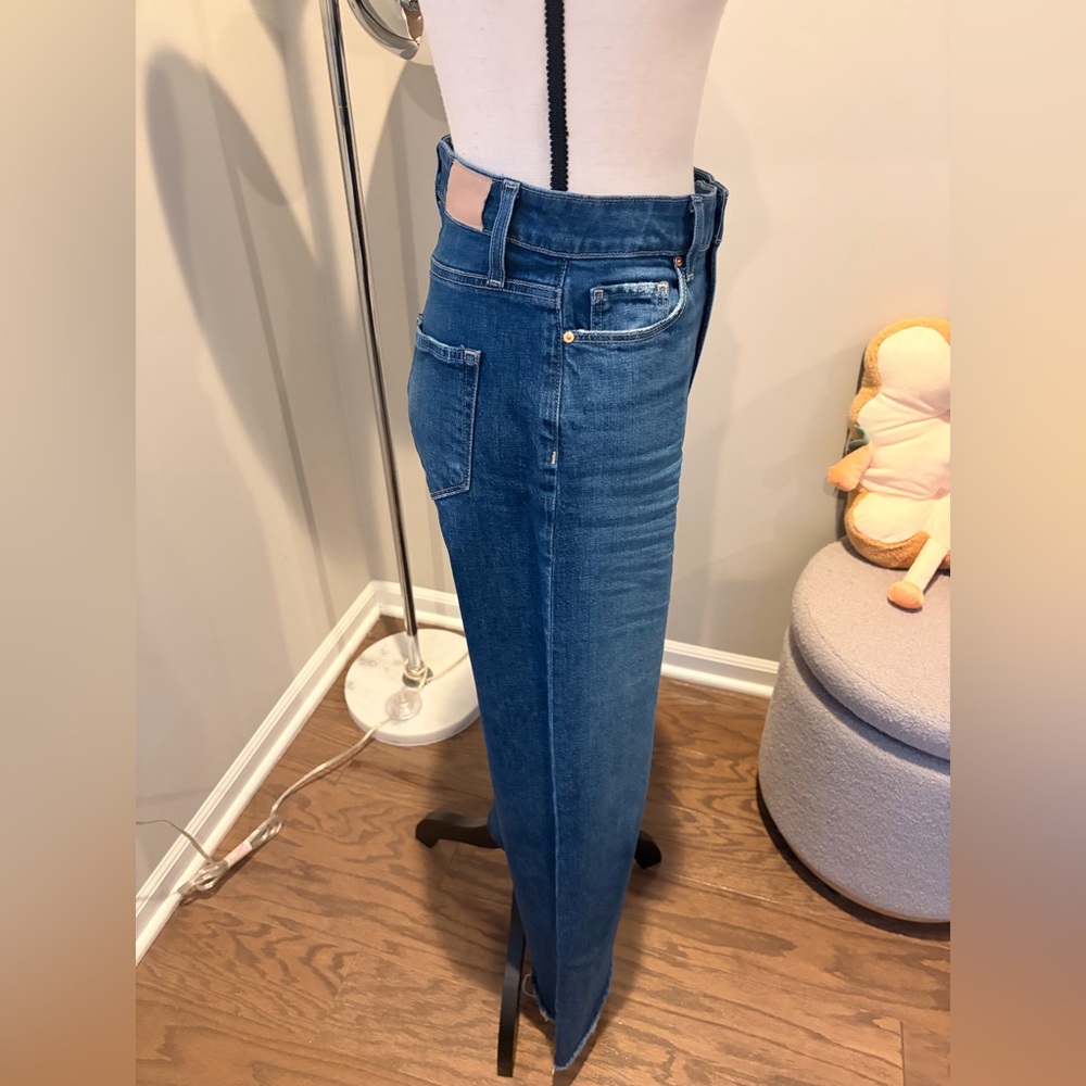 PAIGE Dark Blue Wide Leg Flare Jeans - Picture 6 of 14